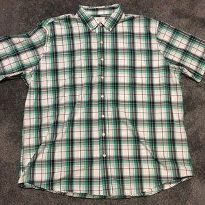 Croft & Barrow Green Plaid Mens XXL Button Down Mixed Fabric Casual/Dress Shirt